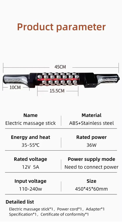 Red Light Heated Massage Device – 360 Rotating Muscle Relaxation Roller for Full Body & Anti-Cellulite Treatment