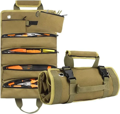 Multi-Purpose Tool Bag - Professional Roll-Up Organizer with Multiple Pockets for Hardware Tools