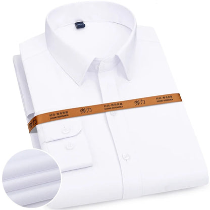 Men's Solid Color Long Sleeve Shirt - Slim Fit Formal Business Casual Dress Shirt