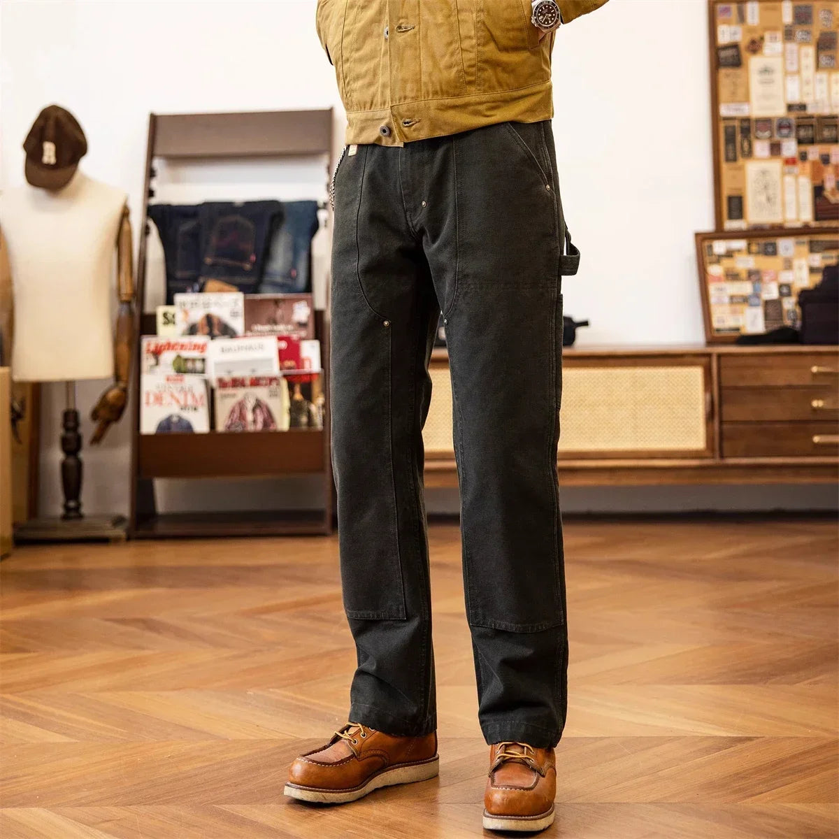 Red Tornado 14oz Duck Work Pants - Double Front Carpenter Dungaree Trousers for Men