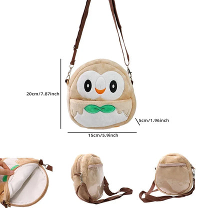 Gengar Mimikyu Snorlax Rowlet Lucario Charmander Plush Backpack — Pokémon Anime Shoulder Bag Toy Doll