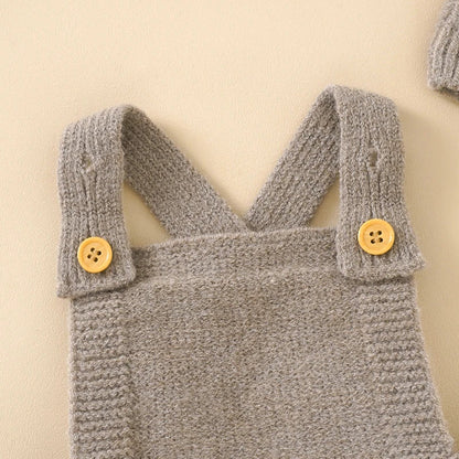 Fashionable Baby Rompers & Hats | Sleeveless Knitted Newborn Jumpsuits | Neutral Strap Outfits & Sets for Boys & Girls | Toddler Wear