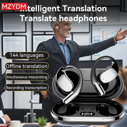3-in-1 AI Translator Earbuds - Bluetooth 5.4 Smart Voice Headset with Real-Time Translation, Noise Cancellation & 144 Languages Support