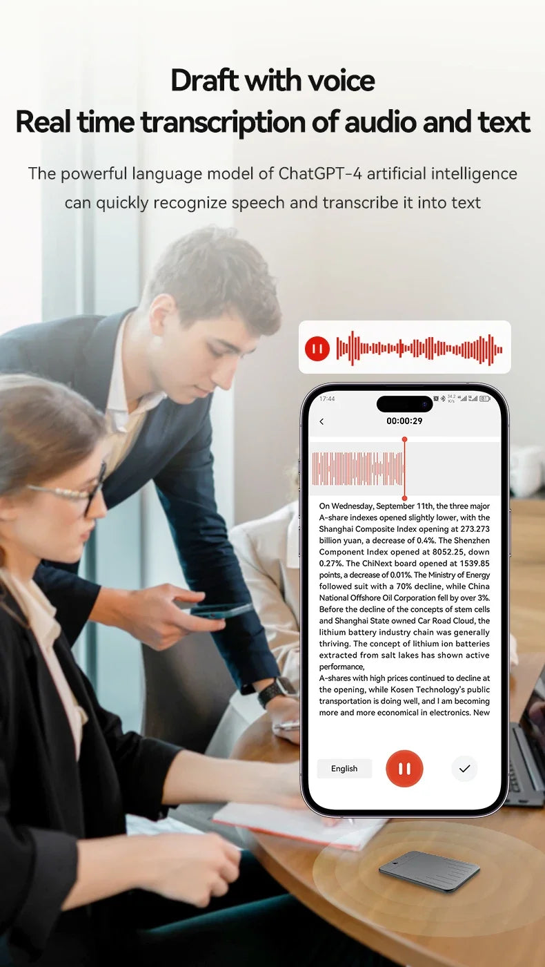 8-128GB AI ChatGPT-4 Voice Recorder – Intelligent Audio Recording, Call Transcription & Voice-to-Text Device