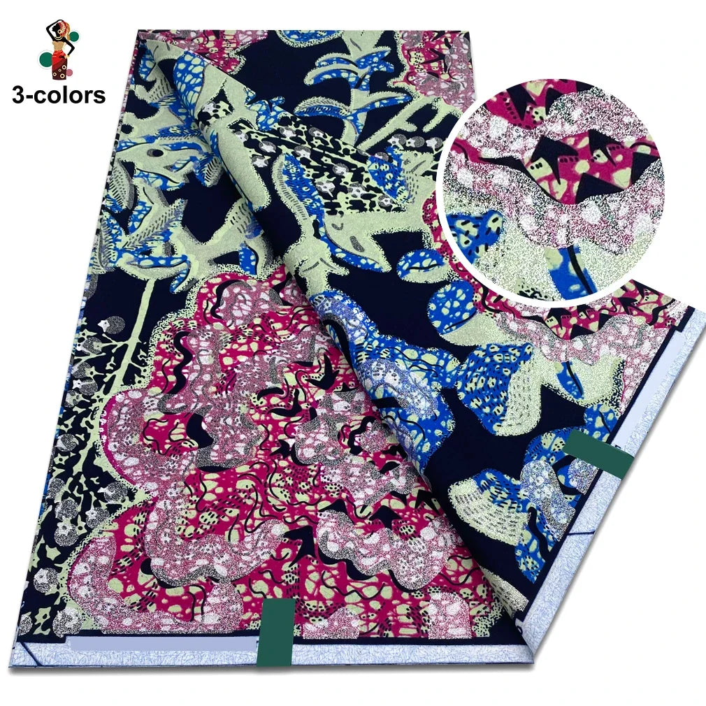 African Gold Print Wax Fabric - 100% Cotton Soft Nigerian Ankara Batik Pagne Material
