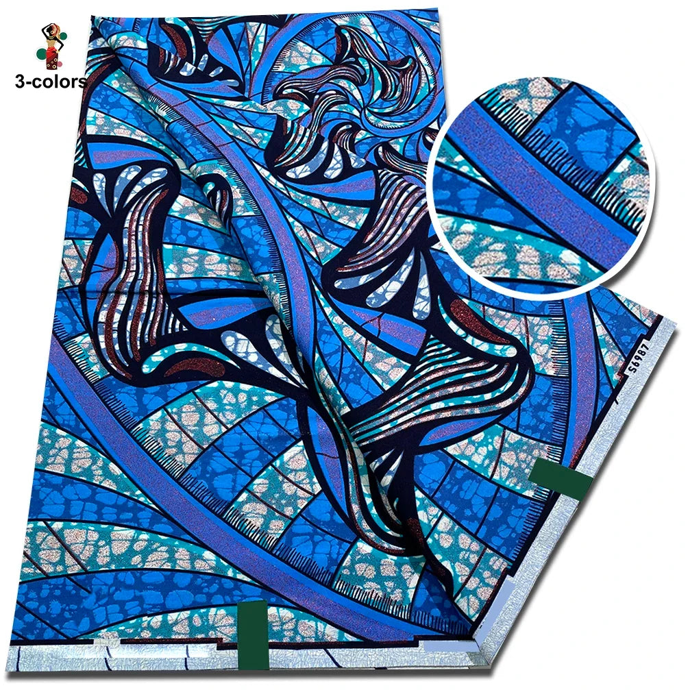Premium Gold Print Pagne Fabric - 100% Cotton African Real Wax Ankara Grand SUP Nigerian Fabric