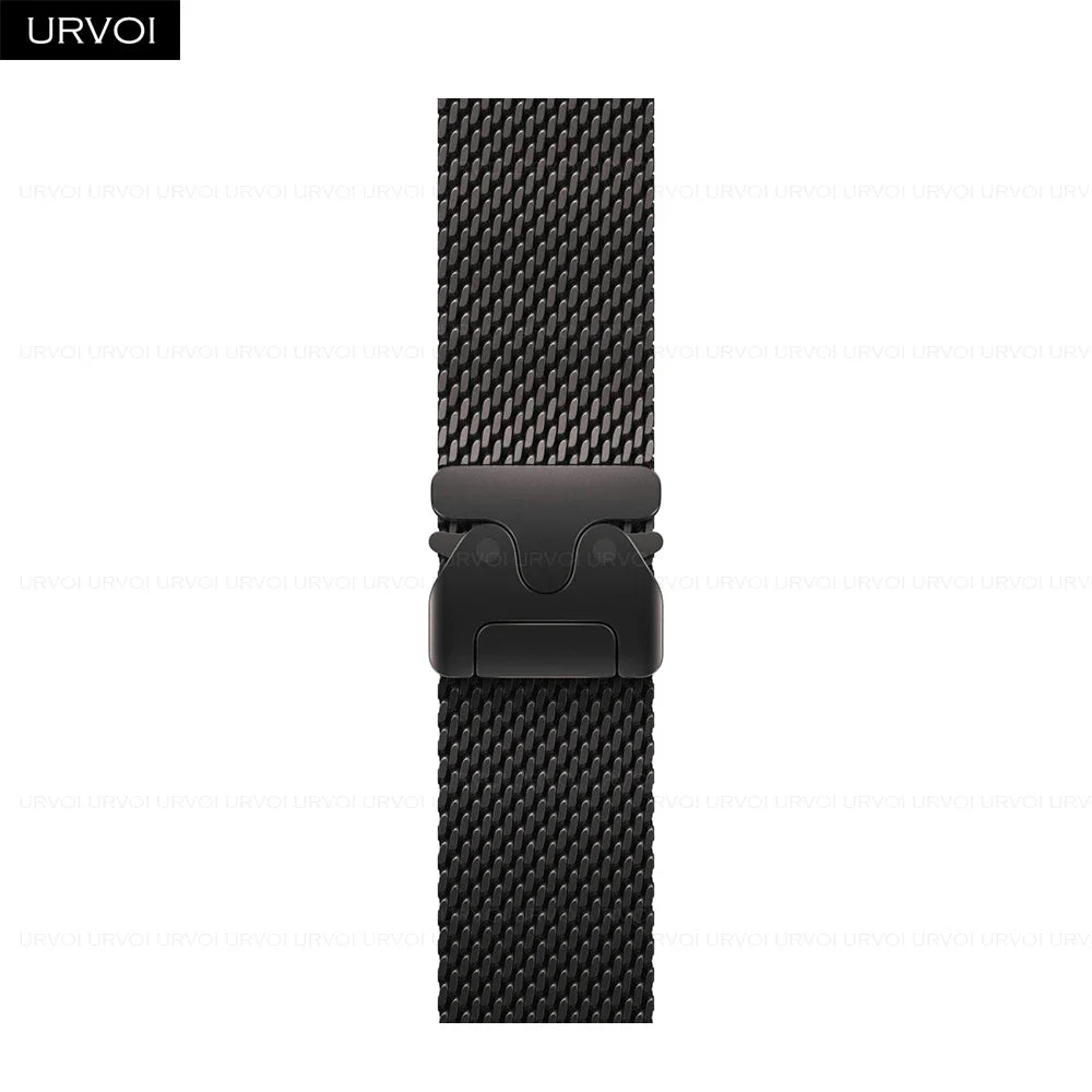 URVOI Stainless Steel Mesh Band for Apple Watch Ultra 2/1, Series 10/9 – 316L Secure Parachute Buckle, 46/49mm