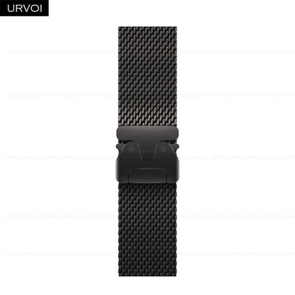 URVOI Stainless Steel Mesh Band for Apple Watch Ultra 2/1, Series 10/9 – 316L Secure Parachute Buckle, 46/49mm