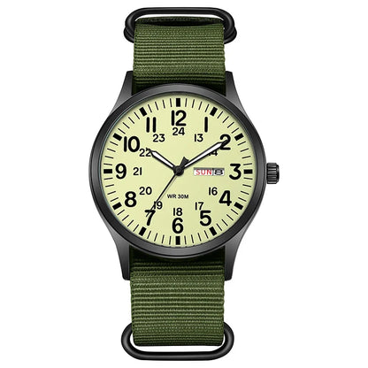 TPW Field Watch 2024 - Easy Read Quartz Wristwatch with Fabric Strap & 24-Hour Display