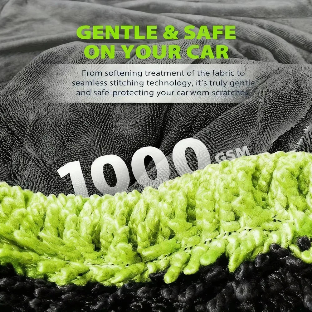 1000GSM Double-Sided Microfiber Car Drying Towel for SUV & Truck – High Absorbency Scratch-Free Cloth with Twisted Yarn Technology