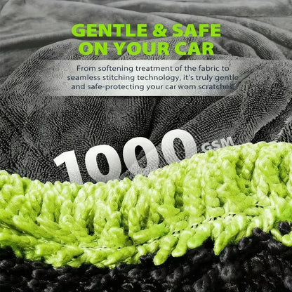 1000GSM Double-Sided Microfiber Car Drying Towel for SUV & Truck – High Absorbency Scratch-Free Cloth with Twisted Yarn Technology