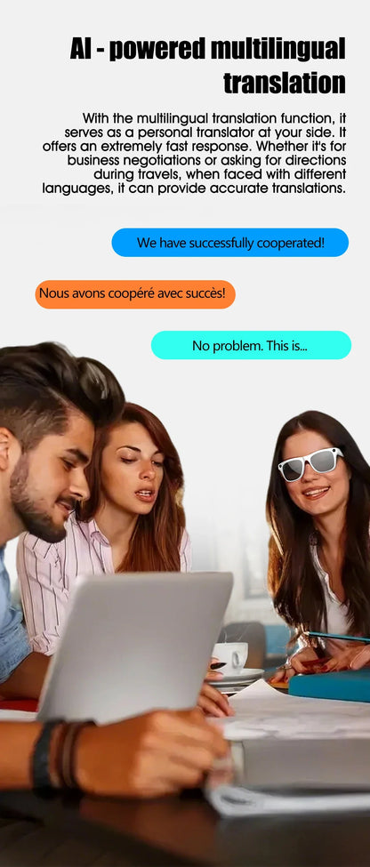 AI Smart Glasses with Camera — Bluetooth Calls, Voice Assistant, Navigation, Waterproof Smart Sports Wearable
