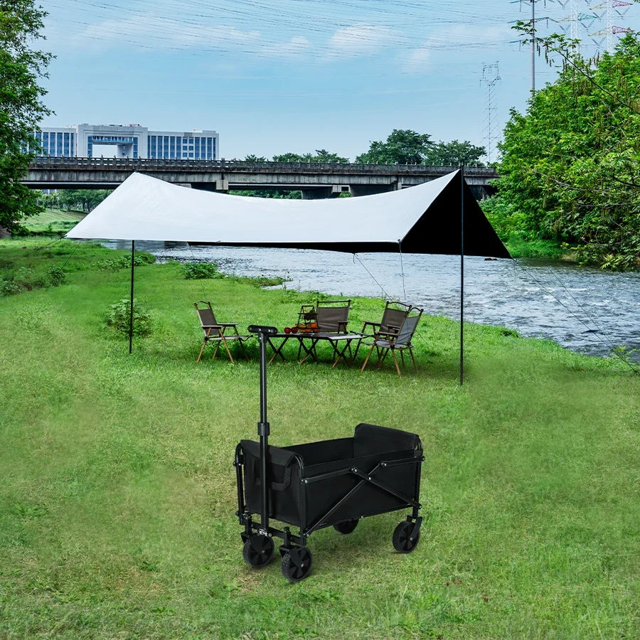 Foldable Outdoor Utility Cart - Heavy Duty Portable Camping, Picnic, Beach & Shopping Wagon