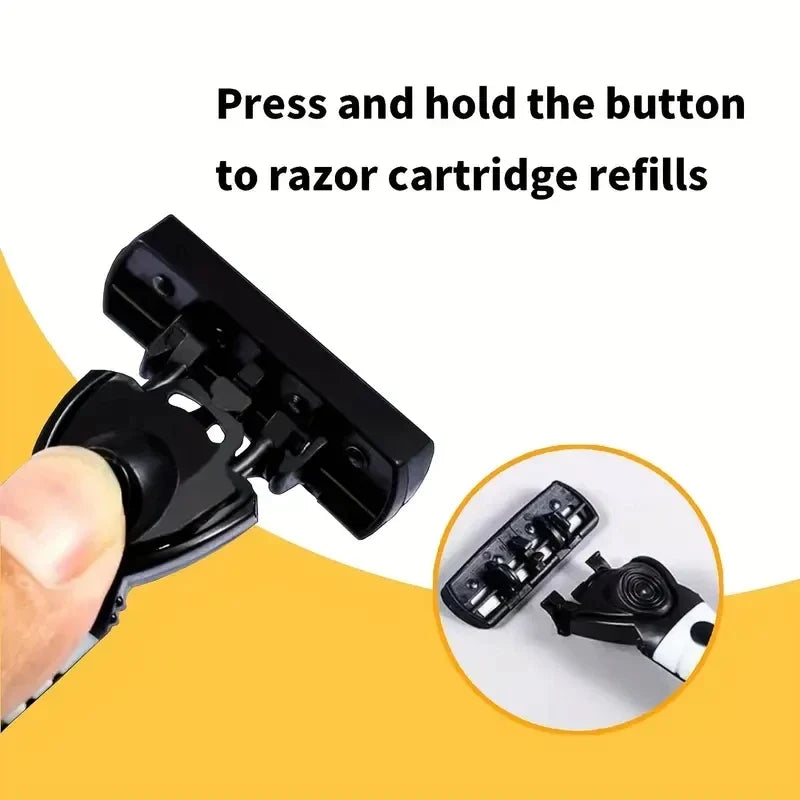 Men’s 3-Layer Reusable Razor - Multi-Tool Shaver with Replaceable Head Design and Imported Blades for Smooth Shaving