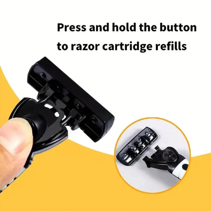 Men’s 3-Layer Reusable Razor - Multi-Tool Shaver with Replaceable Head Design and Imported Blades for Smooth Shaving