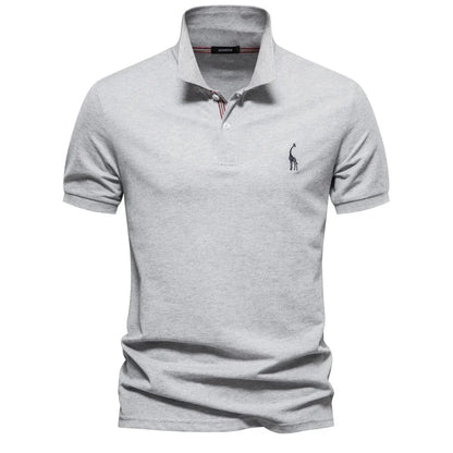 AIOPESON Men's Cotton Polo Shirt - Short Sleeve Solid Color Summer Casual Polo Top