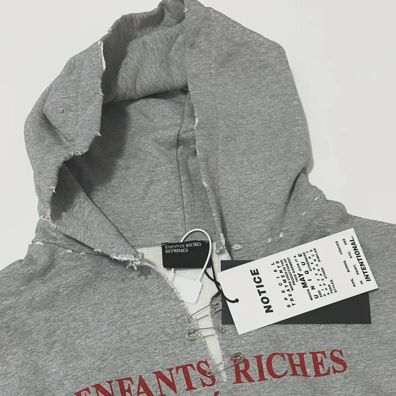 2025SS Ripped E.R.D. Hoodie – Men & Women Slogan Print Short Wide Sweatshirt