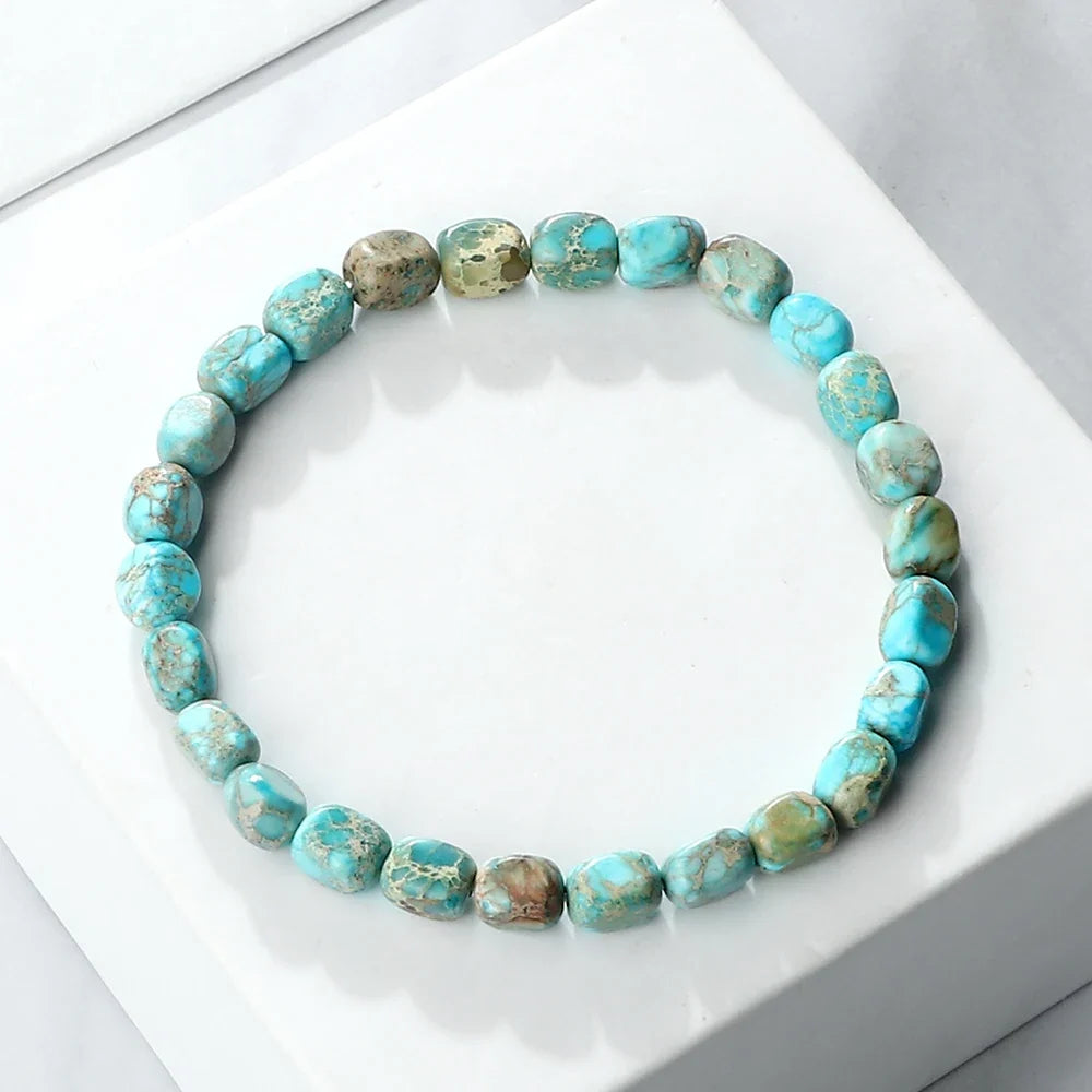Natural Onyx Stone Bracelet - Bohemian Vintage Charm Elastic Yoga Jewelry for Women & Men