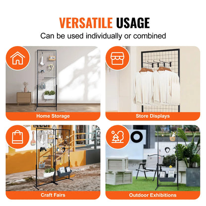 SucceBuy Double-Sided Grid Wall Panels – Wire Display Racks with Hooks for Art, Crafts & Retail Shops