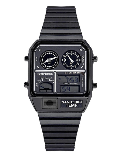 HUMPBUCK Men’s Digital Watch – Multifunctional Classic Wristwatch with Temperature, Stopwatch, Dual Time & Calendar