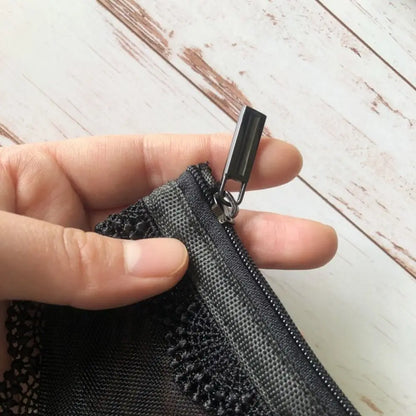 Fashion Mesh Cosmetic Bag - Clear Lace Trim Makeup Pouch with Zipper for Jewelry, Headphones & Accessories