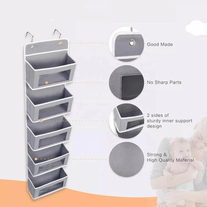 5-Shelf Hanging Storage Organizer - Anti-Tilt Over Door Storage with Large Capacity Pockets for Bedroom & Bathroom