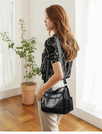 Luxury Women’s Leather Handbag – Large Capacity Shoulder & Crossbody Designer Bag