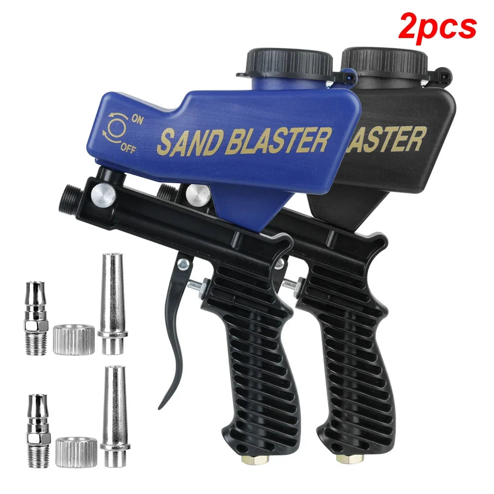 Gravity Feed Pneumatic Sandblasting Gun Set - Adjustable Rust & Paint Blasting Tool