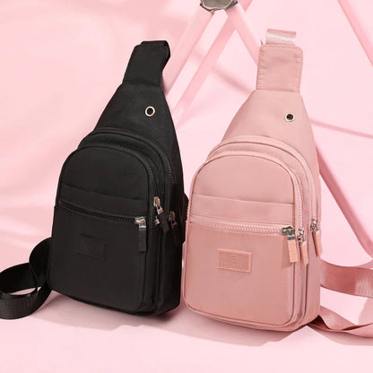 Women's Pure Color Nylon Chest Bag – Casual Shoulder & Crossbody Bag, Fashionable High-Quality Female Bag