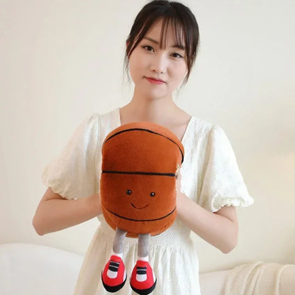CM Sports Plush Toy — Football & Basketball Dolls, Creative Pillow & Interactive Pet Ball for Dogs & Cats