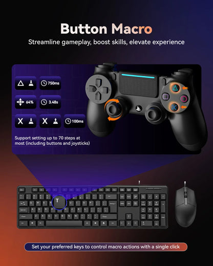 Aimzenix STRIKER PRO AX300 K&M Game Adapter – Multi-Platform Support for PS4, PS3, Xbox, Nintendo Switch with 3.5mm Headphones