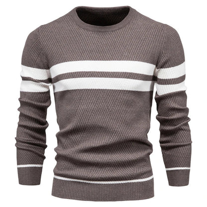 Men's Autumn Patchwork Sweater - O-Neck Long Sleeve Slim Fit Warm Casual Fashion Pullover Top
