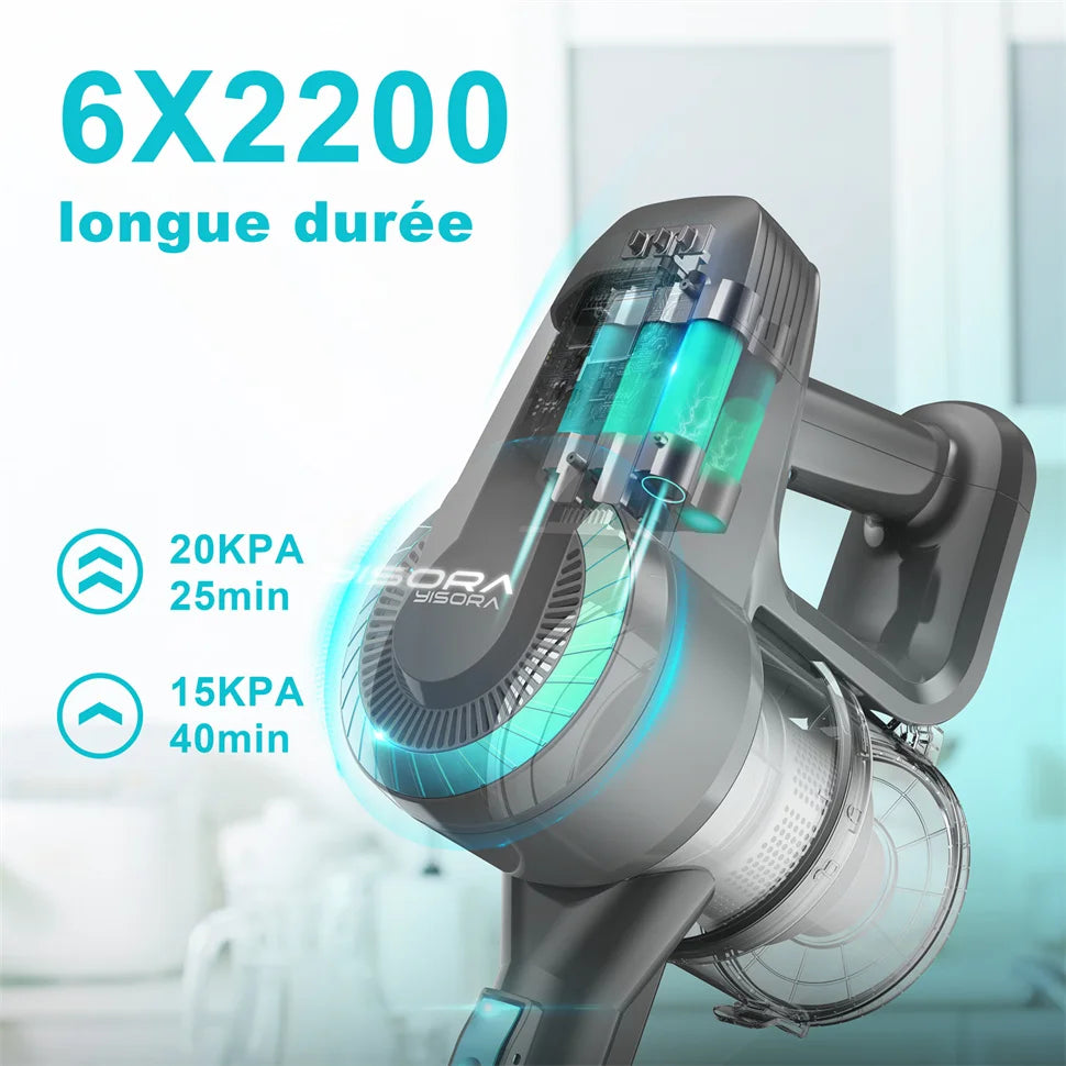 YISORA N300 Cordless Stick Vacuum Cleaner – 20Kpa Suction, Ultra Lightweight for Carpet, Hard Floors, Car & Pet Hair