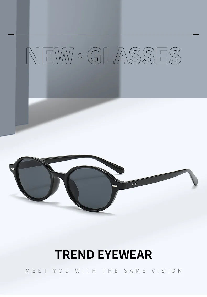 Retro Small Oval Sunglasses for Women & Men – Rivet Detail Luxury UV400 Fashion Eyewear Brand Oculus Gafas