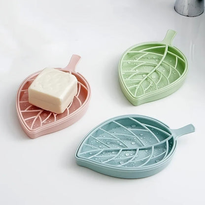 Leaf-Shaped Soap Dish - 2-Layer Drainage Soap Holder Box for Bathroom Shower and Home Accessories
