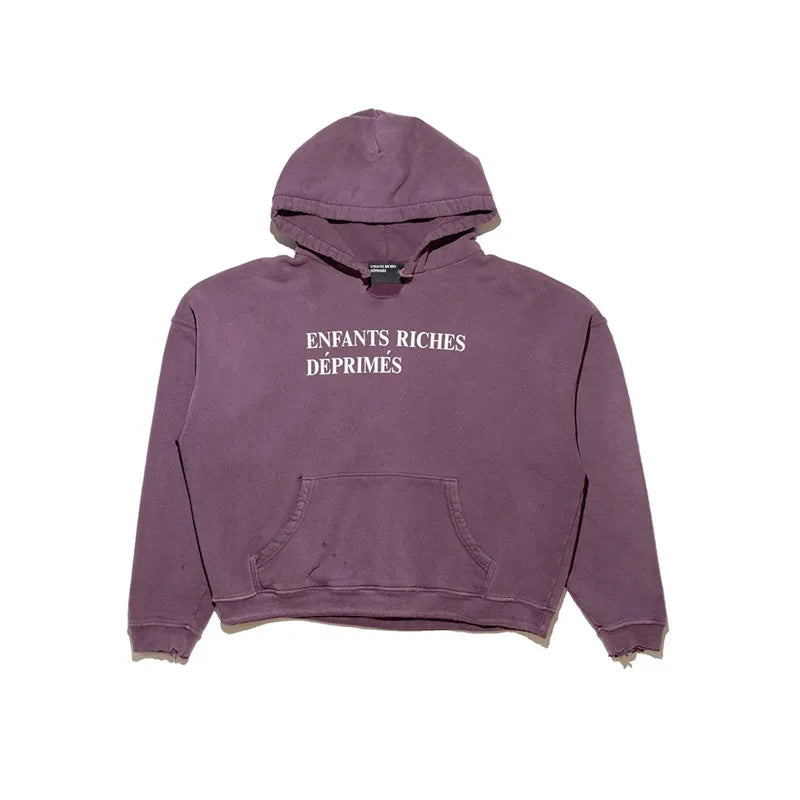 2025SS Ripped E.R.D. Hoodie – Men & Women Slogan Print Short Wide Sweatshirt
