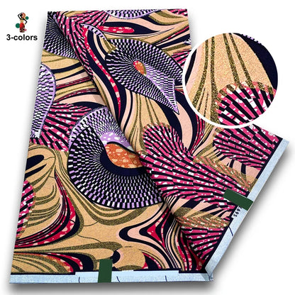 Super Glitter Golden Wax Fabric - Soft Cotton Ankara Batik with Flash Gold Print for Nigerian & African Fashion