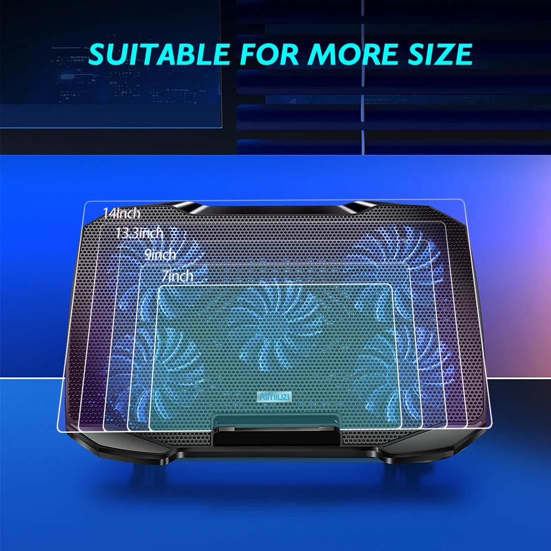 COOLCOOLD Laptop Cooling Pad for 12-17 Inch Laptops - Stand with 5 Quiet Fans, 5 Adjustable Angles, and Phone Holder