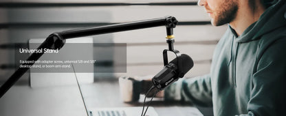 FDUCE SL40+ USB/XLR Dynamic Microphone Kit – Built-in Headset Output, Sound Insulation & Arm Stand for PC, PS5/4, Mixer