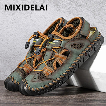 Men's Summer Mesh Sandals - Lightweight Outdoor Roman Clogs & Casual Beach Slippers