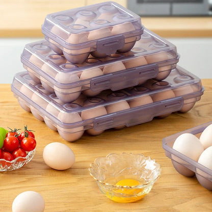 Stackable Egg Storage Box - 6/15/24 Grid Anti-Collision Egg Holder with Durable Multi-Layer Refrigerator Organizer