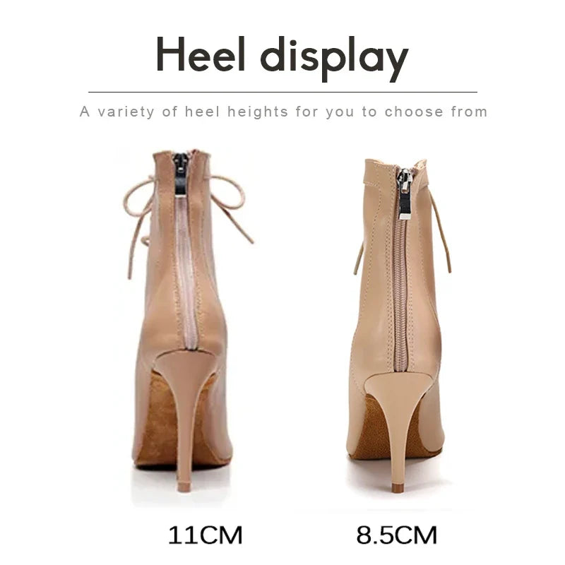 Women’s Latin Dance Stiletto Boots - Spring/Autumn Open Toe Thin Heel Ballroom Shoes