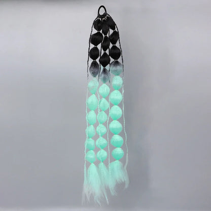 Colorful Bubble Braid Ponytail Extension – Long Lantern Braided Synthetic Hairpiece with Tie