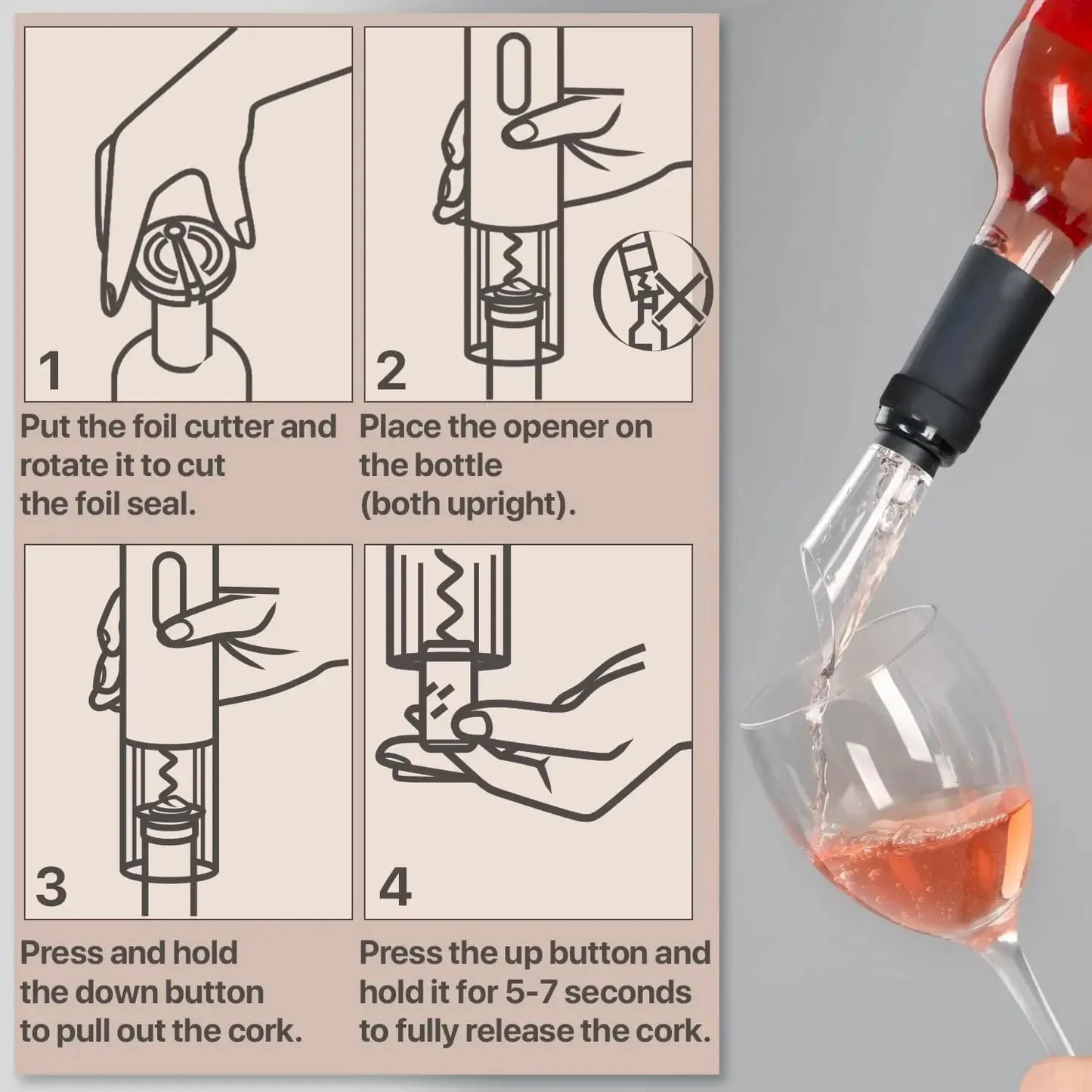 Electric Wine Bottle Opener – Automatic Rechargeable Red Wine Corkscrew with One-Click Operation, Kitchen Wine Tool