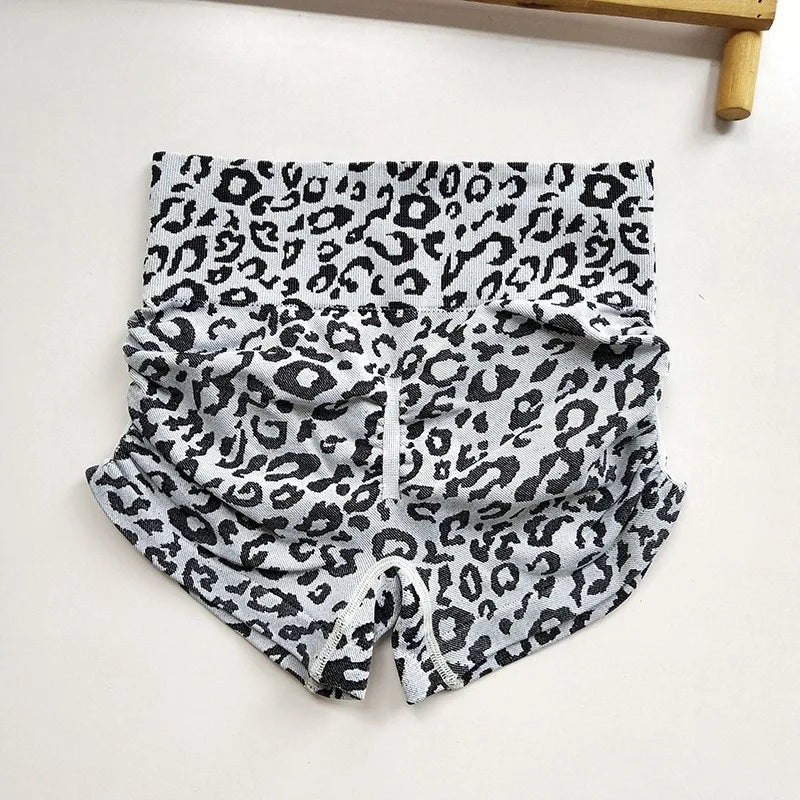Women's Leopard Print Seamless Yoga Shorts - High-Waisted Butt-Lifting Fitness Workout Shorts