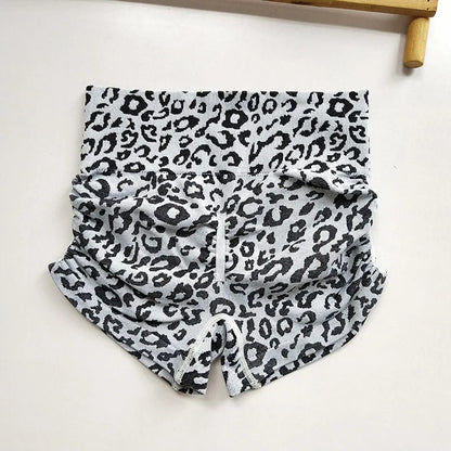Women's Leopard Print Seamless Yoga Shorts - High-Waisted Butt-Lifting Fitness Workout Shorts