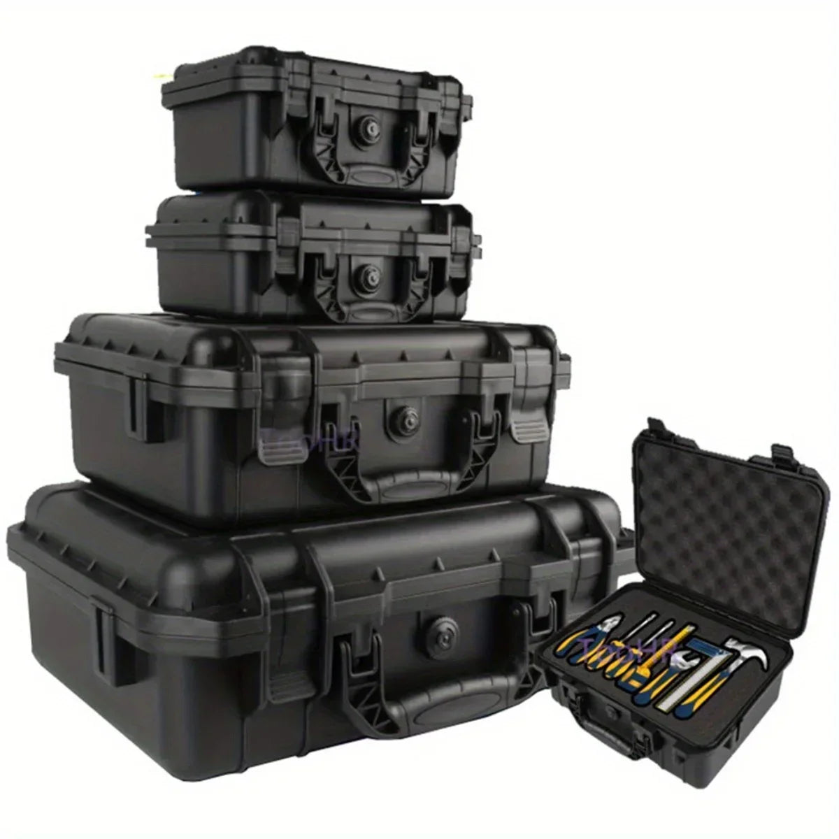 Waterproof Hard Tool Carry Case - Protective Storage Box with Pre-Cut Sponge Organizer for Equipment