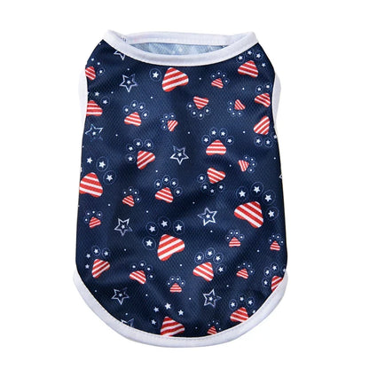 Summer Patriotic Dog Vest - Breathable Independence Day 4th of July Pet T-Shirt for Small Medium Dogs Cats