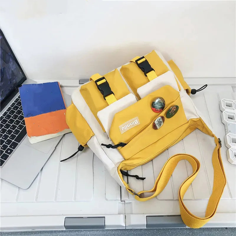 Preppy Nylon Crossbody Bag - Casual Messenger Shoulder Bag for Men Women Teens Travel School Commuter Daily Use