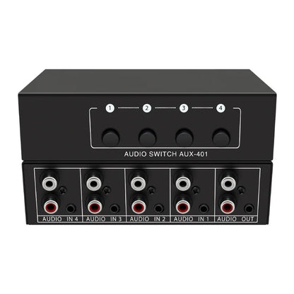 4-in-1 RCA AUX Audio Switcher - Passive Stereo Input Selector Box with 3.5mm & L/R RCA Output